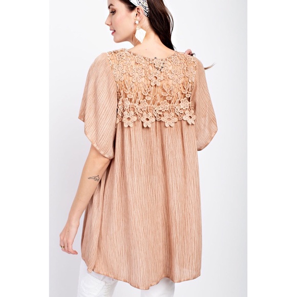 Make Offer 🌷Rose Crochet Lace & Oil Washed Tunic - Picture 2 of 5